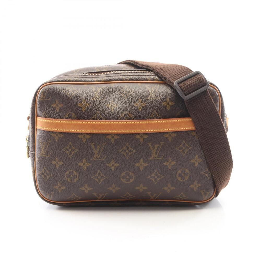 Louis Vuitton Reporter Shoulder Bag Canvas Leather Monogram Brown